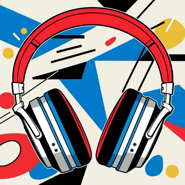 Photo a pair of headphones with a blue and red background