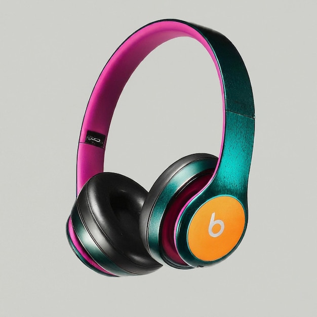 Photo a pair of headphones with a green and orange band