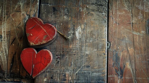 Photo a pair of heart shaped wooden hearts with the word  im not  on the bottom