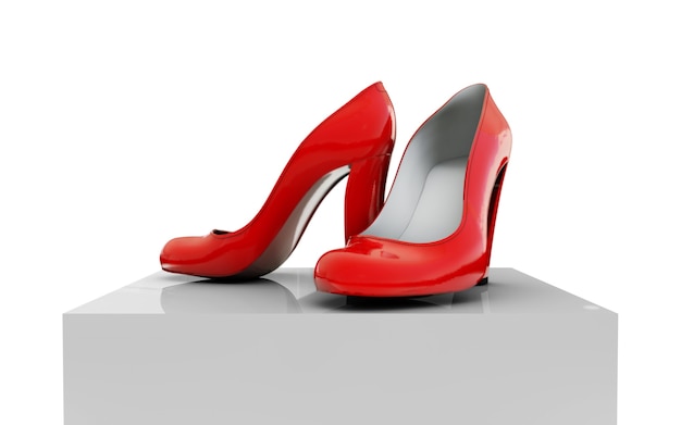 Pair of high heel shoes isolated on white 3d render