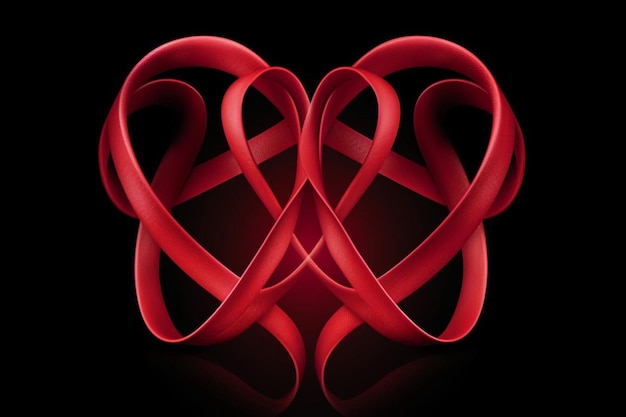 Photo a pair of intertwined hearts made of red ribbon love photos1051jpg