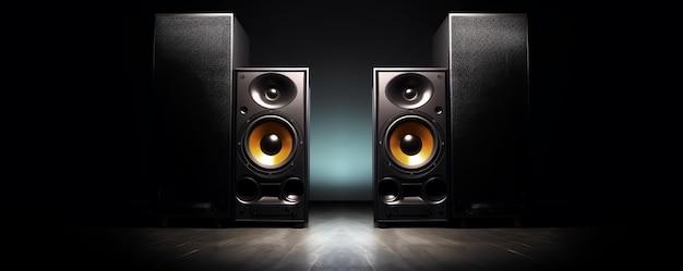 a pair of large speakers