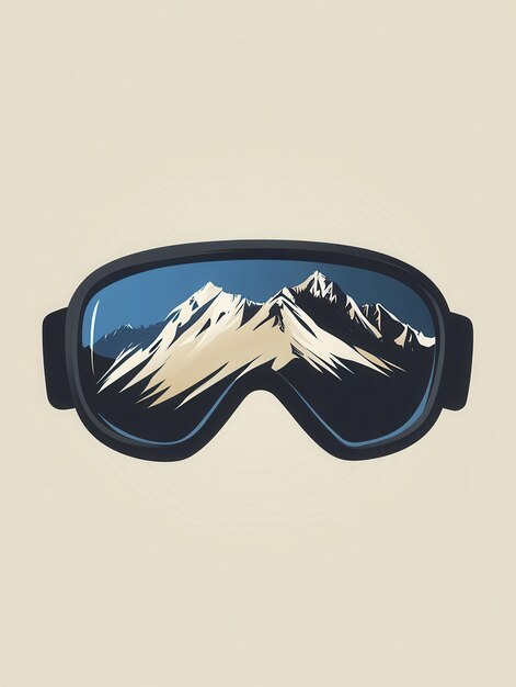 A pair of minimalist ski goggles showcases a reflection of majestic snowcovered mountains perfect for winter outdoor activities Generative AI