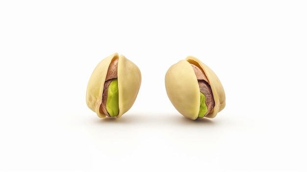 Photo a pair of open almonds with a green stem