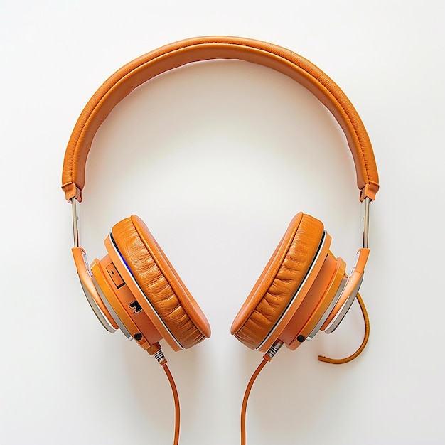 Photo a pair of orange headphones with orange straps