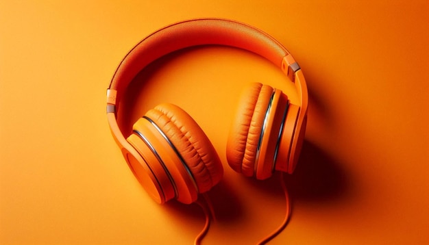 Photo a pair of orange headphones with orange stripes on the side