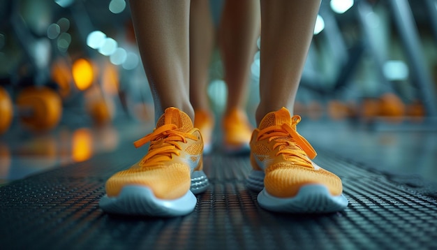 a pair of orange sneakers with orange and yellow shoes on them