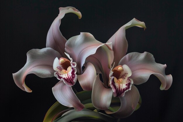 A pair of orchids entwined symbolizing unity and harmony