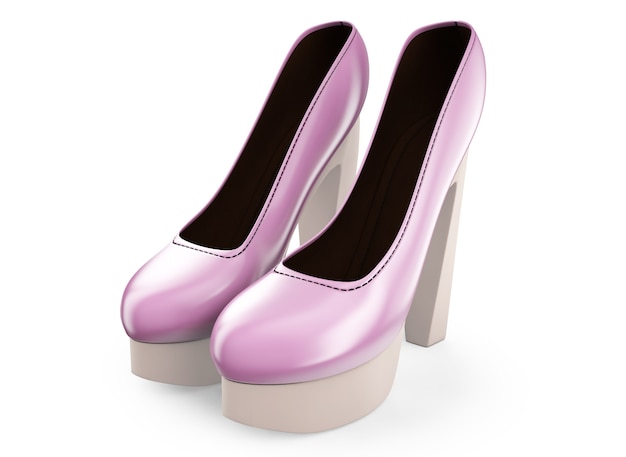 A pair of pink color women's high-heel shoes 3d illustration