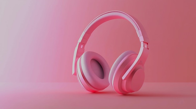 A pair of pink headphones with a pink background