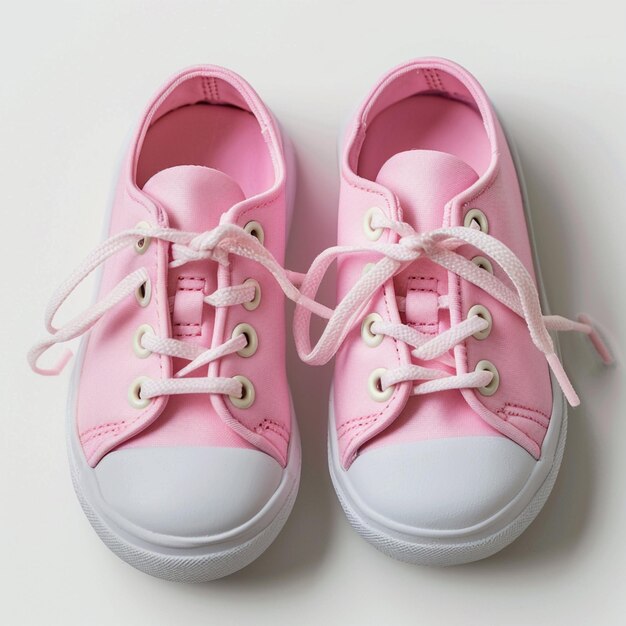 Photo a pair of pink shoes with white laces and a pink bow