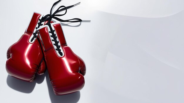 a pair of red boxing gloves with a black cord on the side