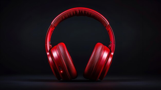 Photo a pair of red headphones with a black background