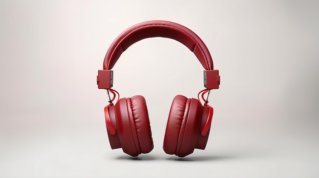 a pair of red headphones with a white background