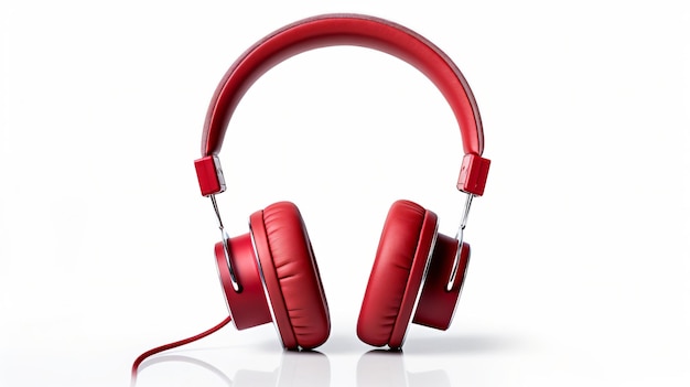 a pair of red headphones with a white background