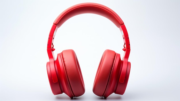 a pair of red headphones with a white background