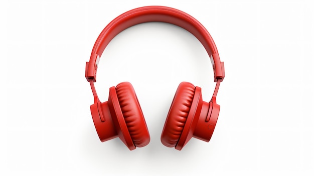 a pair of red headphones with a white background