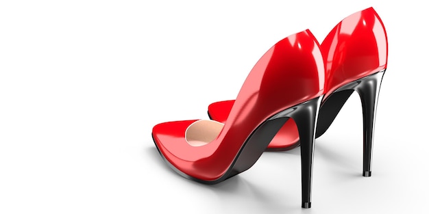 Pair of red high heel shoes isolated on white background