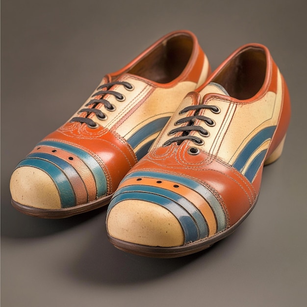 Photo a pair of retro bowling shoes with a vintage design and classic color scheme