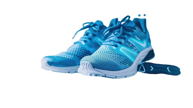 Pair of Running Shoes with a Fitness App on transparent background