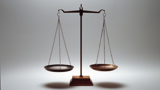 Pair of scales balancing different objects representing justice fairness and the weighing of decisions