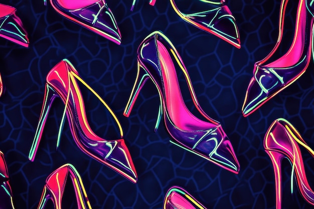 Photo a pair of shoes with neon lights on them