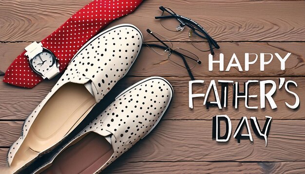 A pair of shoes with the words happy father's day on the top right.