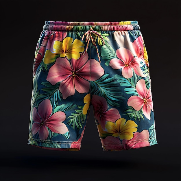 Photo a pair of shorts with flowers on them that are printed on them