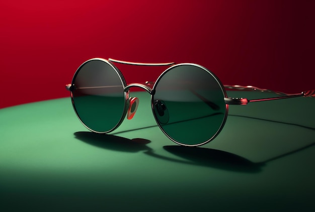 A pair of sunglasses with a red background and the word love on it.