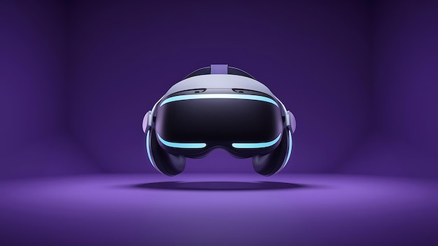 a pair of virtual reality headset with a purple background