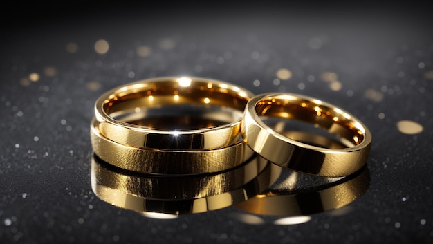 Photo a pair of wedding rings with the words gold on them