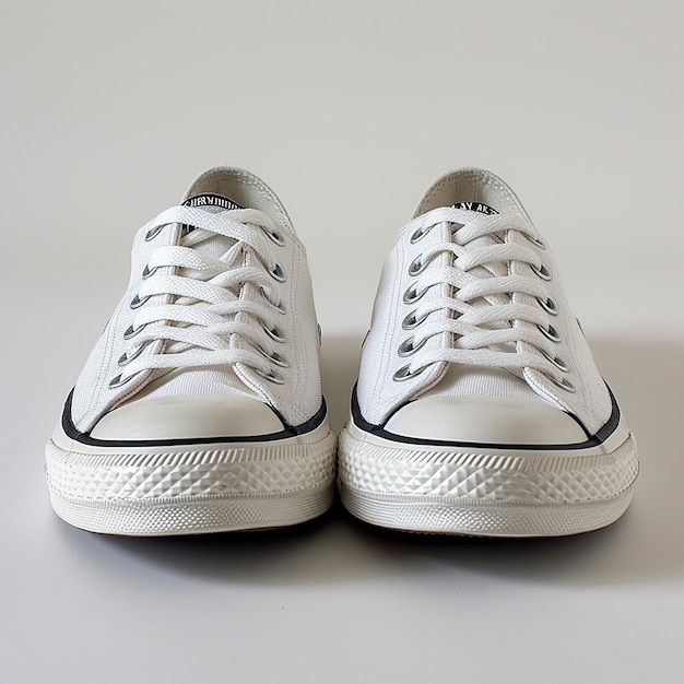 Photo a pair of white converse shoes with the word quot on the bottom