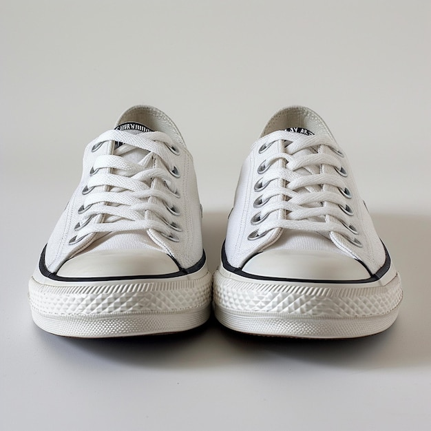 Photo a pair of white converse shoes with the word quot velcro quot on the bottom