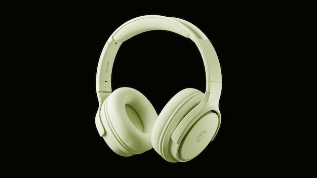 a pair of white headphones with a black background