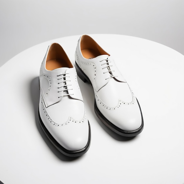 Photo a pair of white shoes with a black lace on the bottom