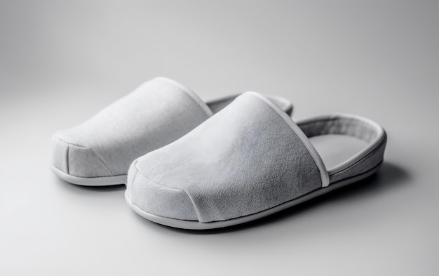 A pair of white slippers that are made by the company of the company.