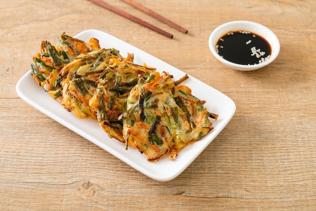 Pajeon or Korean pancake or Korean pizza Korean traditional food style