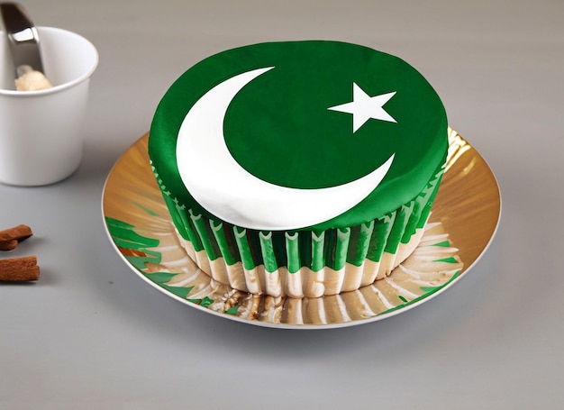 Pakistan Day flag theme Cake green white cupcakes National Day