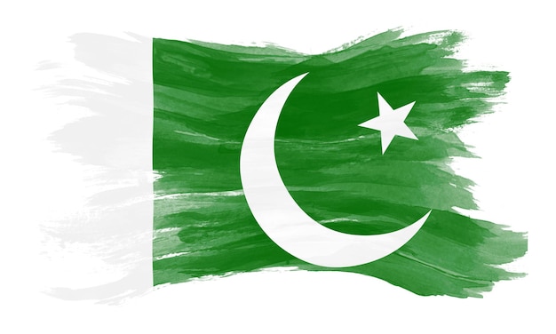 Pakistan flag brush stroke, national flag on white background