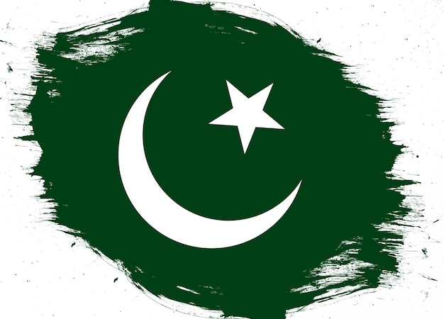 Pakistan flag on distressed grunge brush background