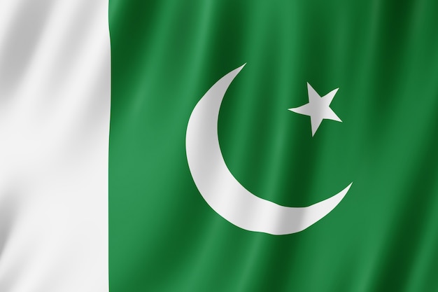 Pakistan flag waving in the wind.