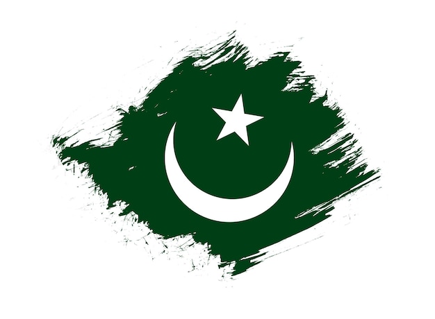 Pakistan flag with abstract paint brush texture effect on white background