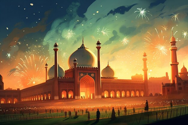 Pakistan's Independence Day Celebration with Badshahi Mosque Generative AI