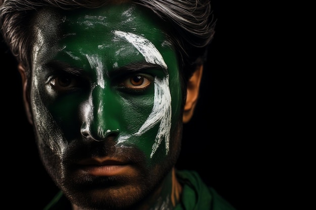 Pakistani FlagPainted Face of Person Generative AI