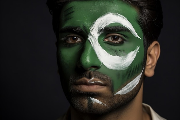 Pakistani FlagPainted Face of Person Generative AI