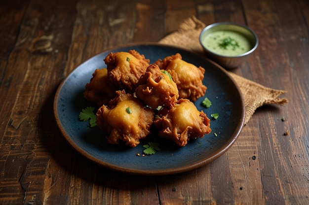 Pakora on Rustic Plate