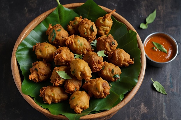 Photo pakora with curry leaves