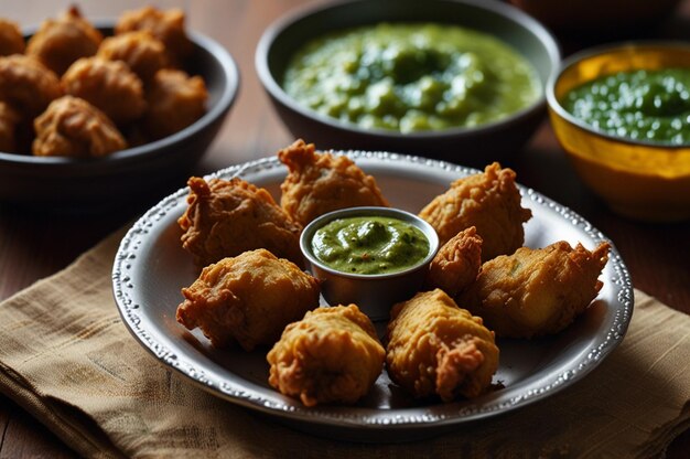 Pakora with Green Chutney