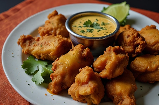 Pakora with Peanut Sauce