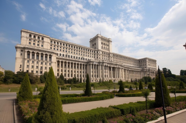 Palace of Parliament in Bucharest magnificent Gothic and neoclassical architecture generative IA